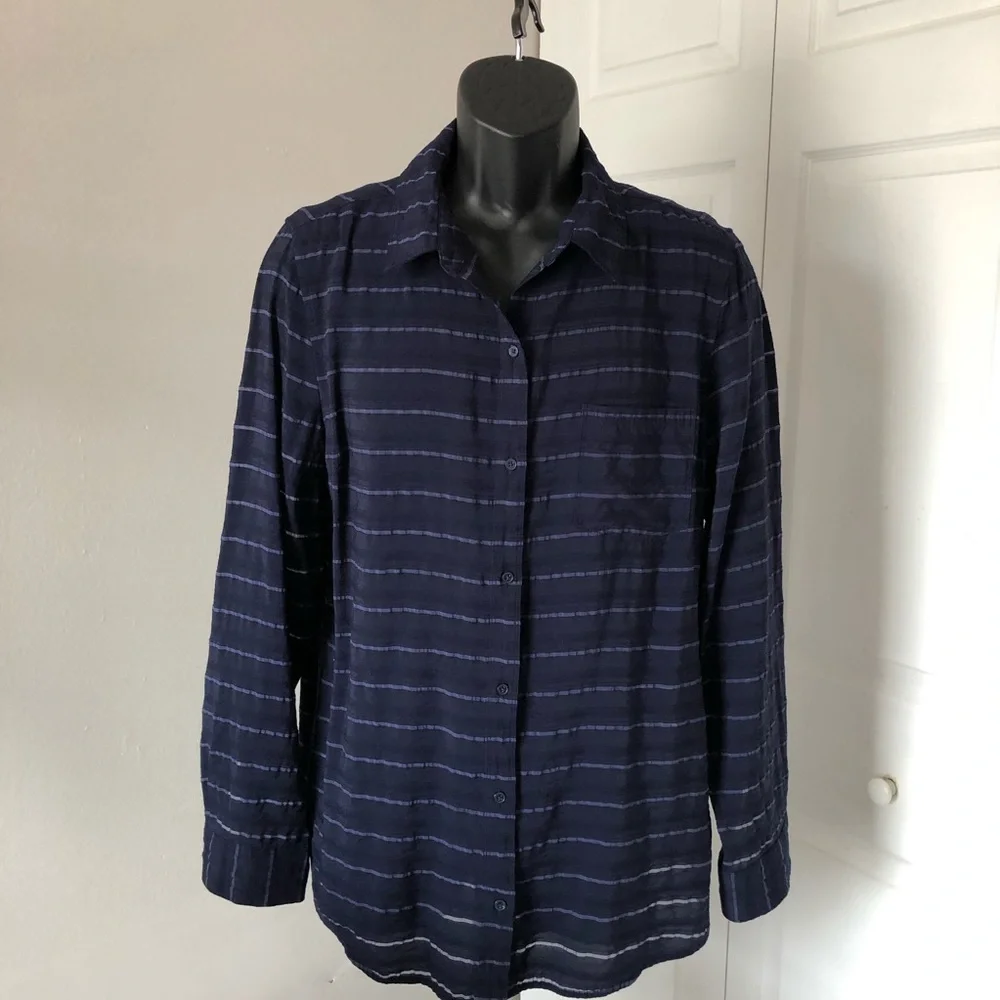 BANANA REPUBLIC LONG SLEEVES TEXTURED MENS BLUE SHIRT/ XL